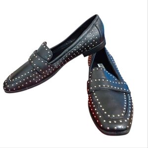 NEW Chelsea & Violet Black Studded Flat Loafers Size 6.5